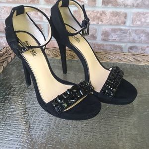 Black rhinestone heels